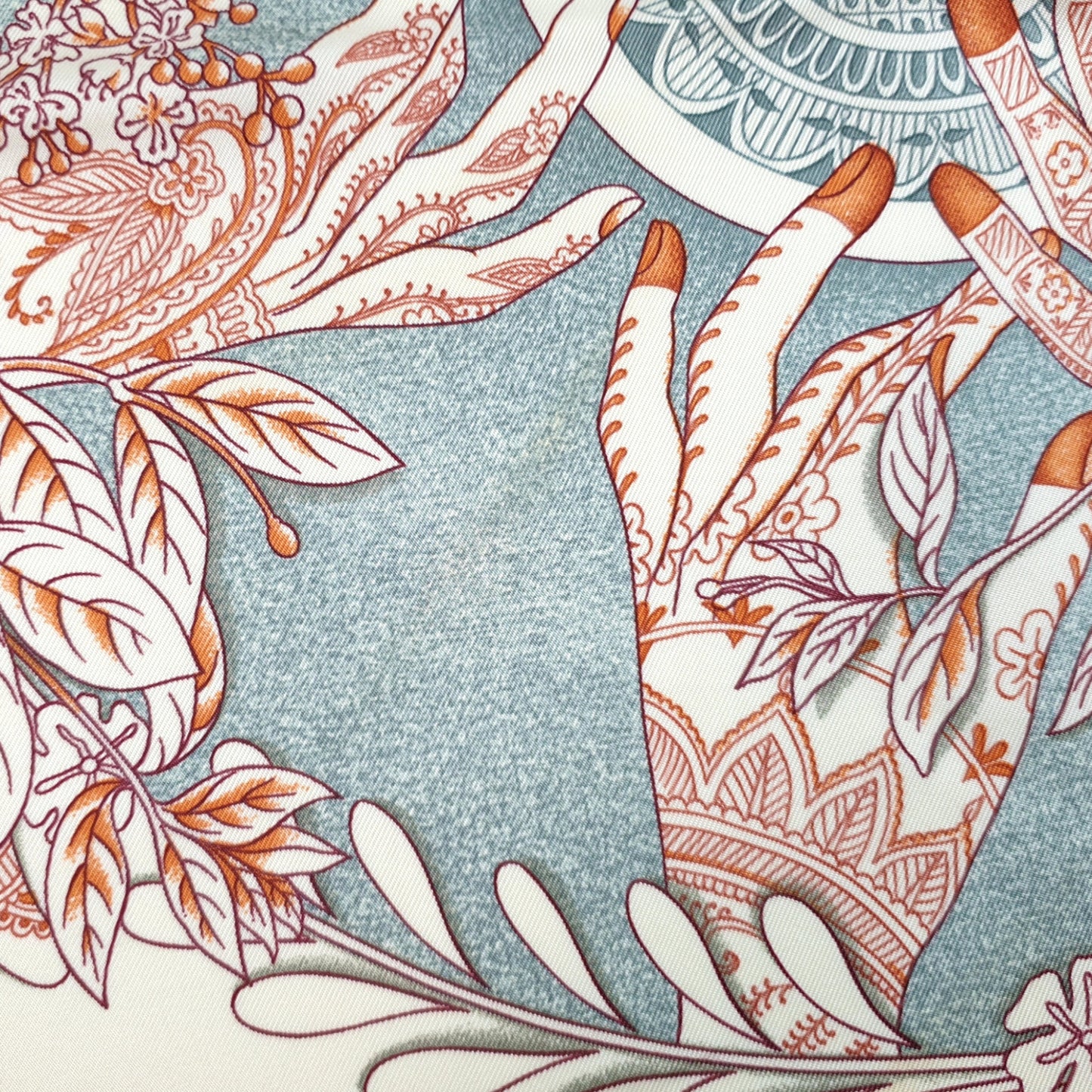 Hermes Scarf "Les Chants du Henné" by Laurence Bourthoumieux 90cm Silk | Hermes Carre