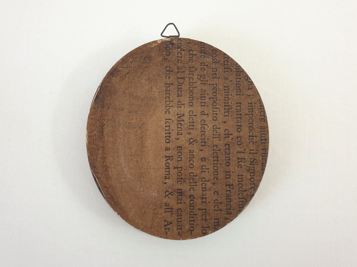 Hand-Painted Miniature Portrait of Beautiful Lady in Georgian Style, within Oval Light Brown Ebony Frame