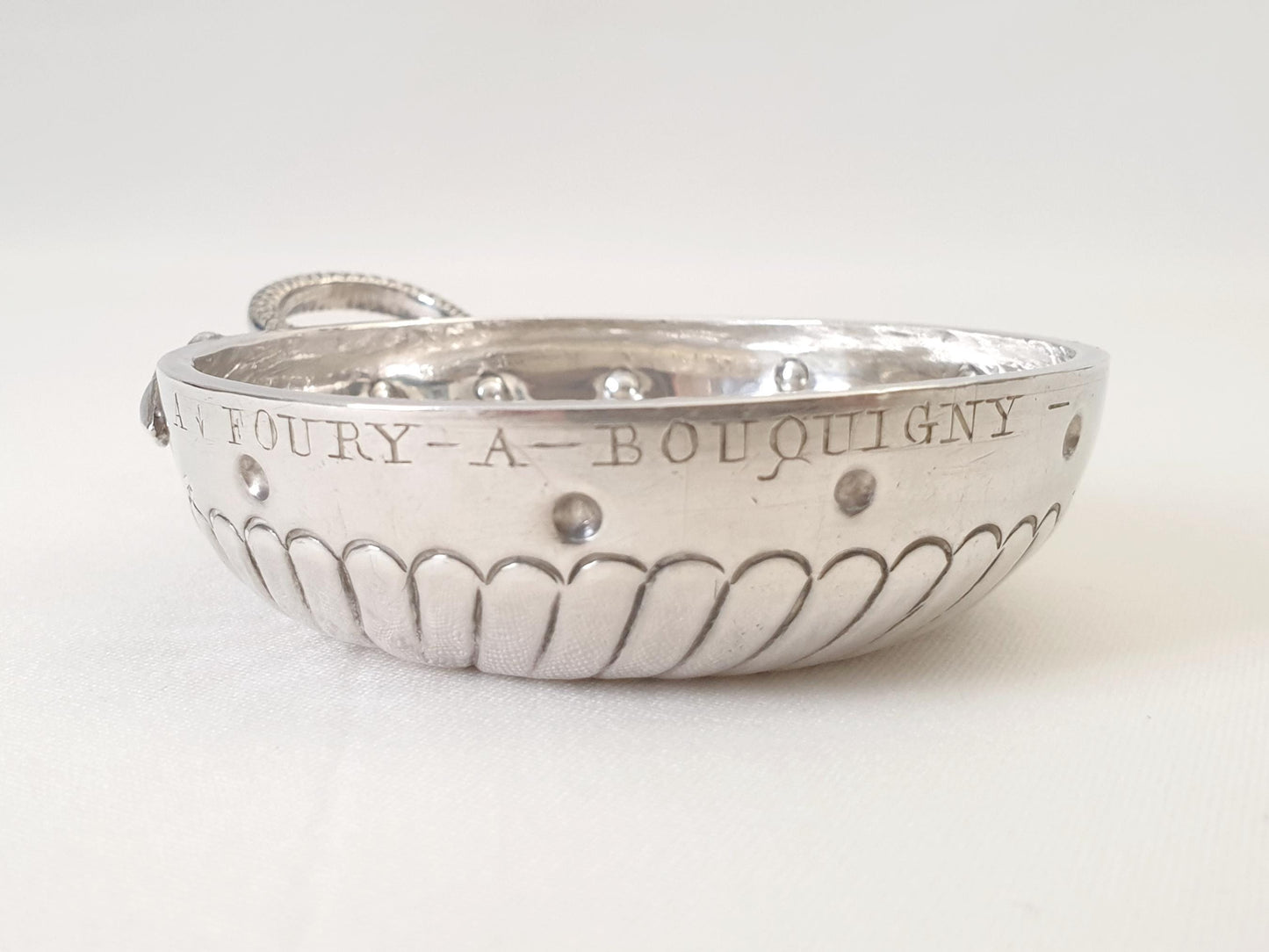 Antique French 950 Silver Wine Taster (Tastevin) with Serpent-shaped Handle