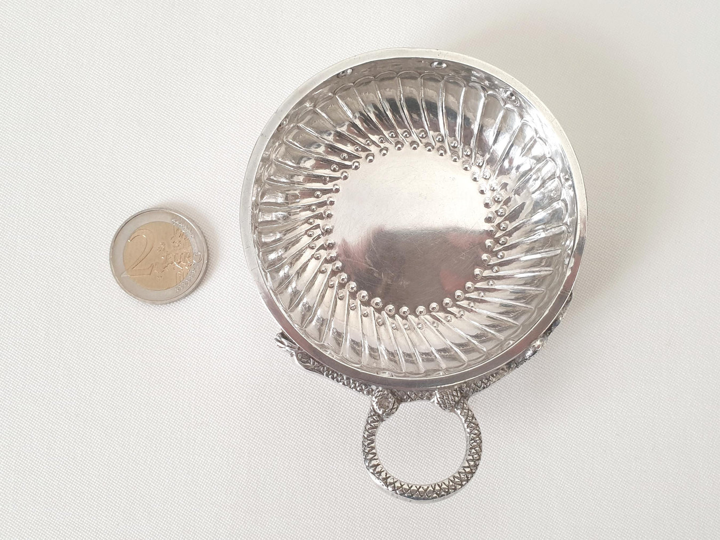Antique French 950 Silver Wine Taster (Tastevin) with Serpent-shaped Handle