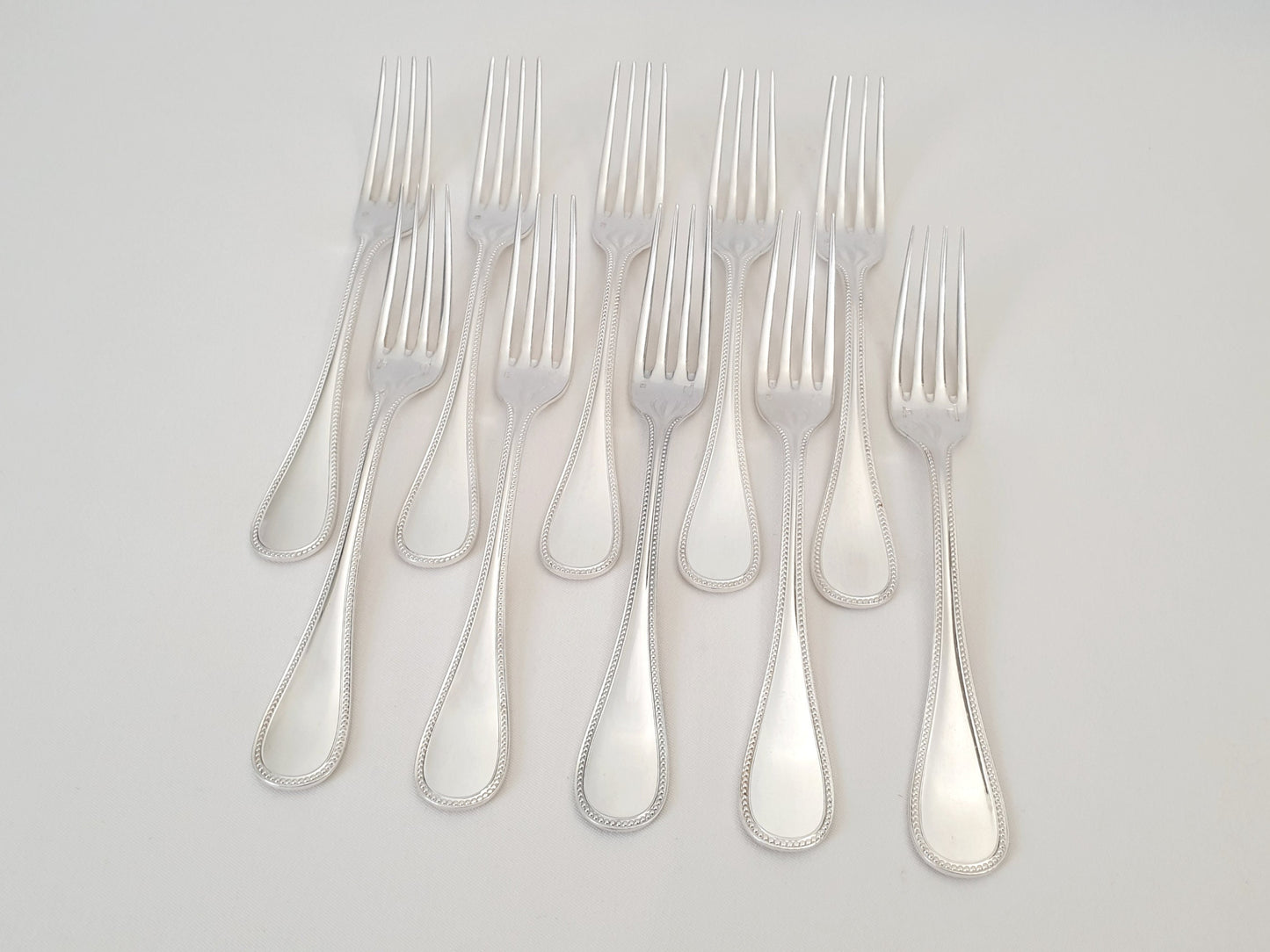 10 Christofle Silver Plated Table Forks 'Pearls' Model - French Christofle Dinner Forks