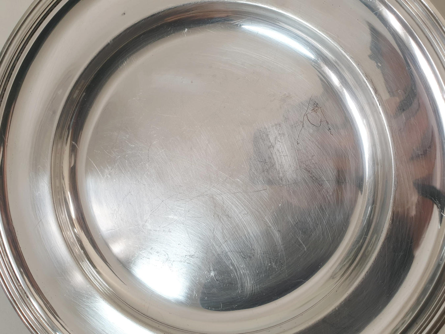 French Large Silver Plated Round Platter or Serving Tray by Ercuis