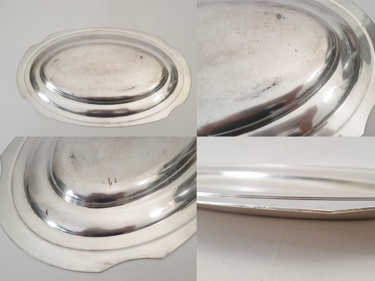 French Large Silver Plated Oval Serving Tray by Bouillet Bourdelle