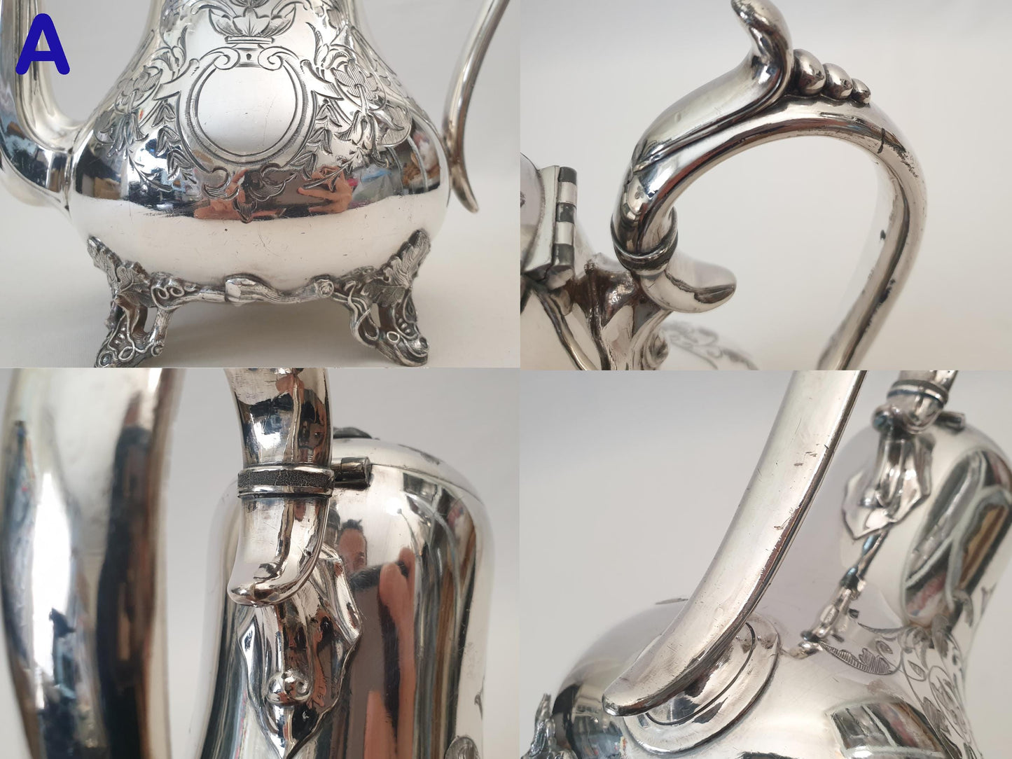 Antique English Victorian Silver Plated Coffee Service Set by Philip Ashberry & Sons of Sheffield