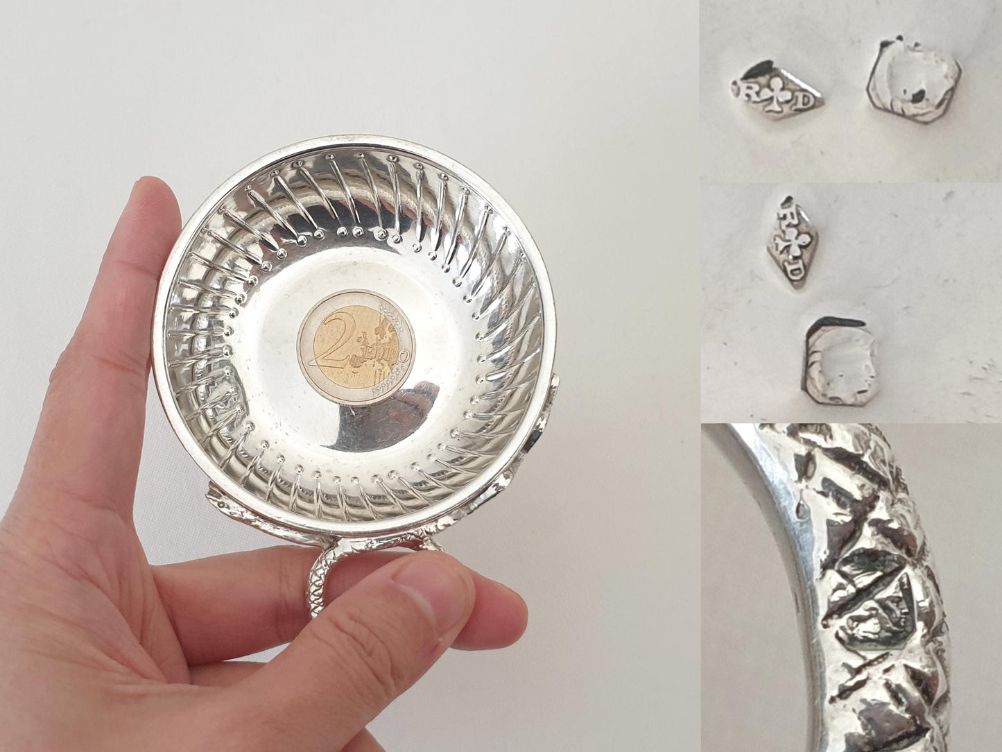 Antique French 950 Silver Wine Taster (Tastevin) with Serpent Handle by Ravinet d'Enfert, Paris