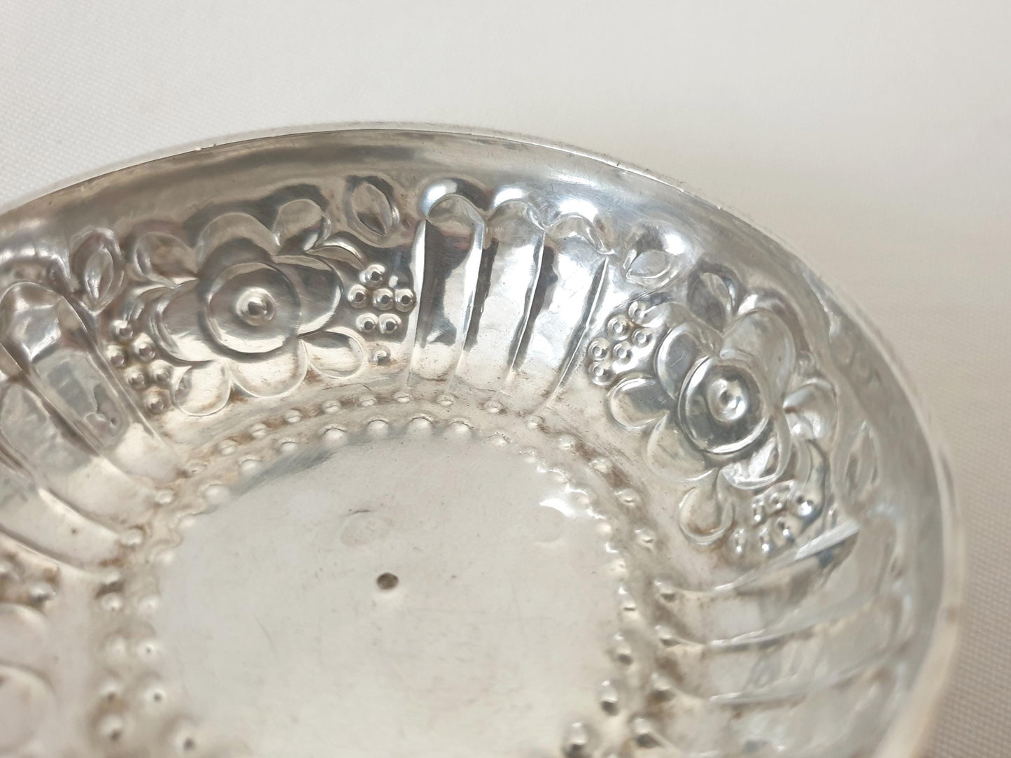 Antique French 950 Silver Wine Taster (Tastevin) with Floral Design
