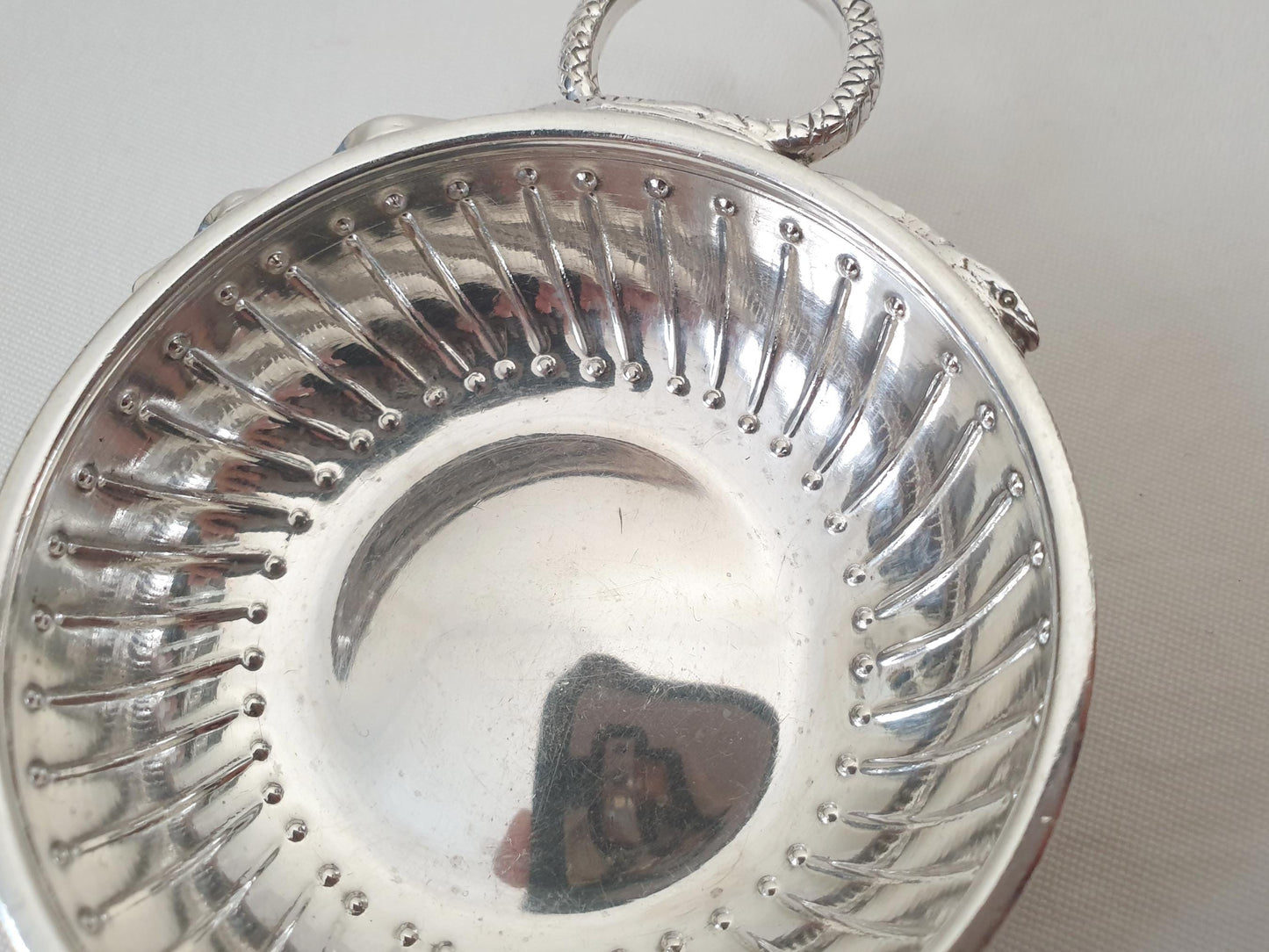 Antique French 950 Silver Wine Taster (Tastevin) with Serpent Handle by Ravinet d'Enfert, Paris
