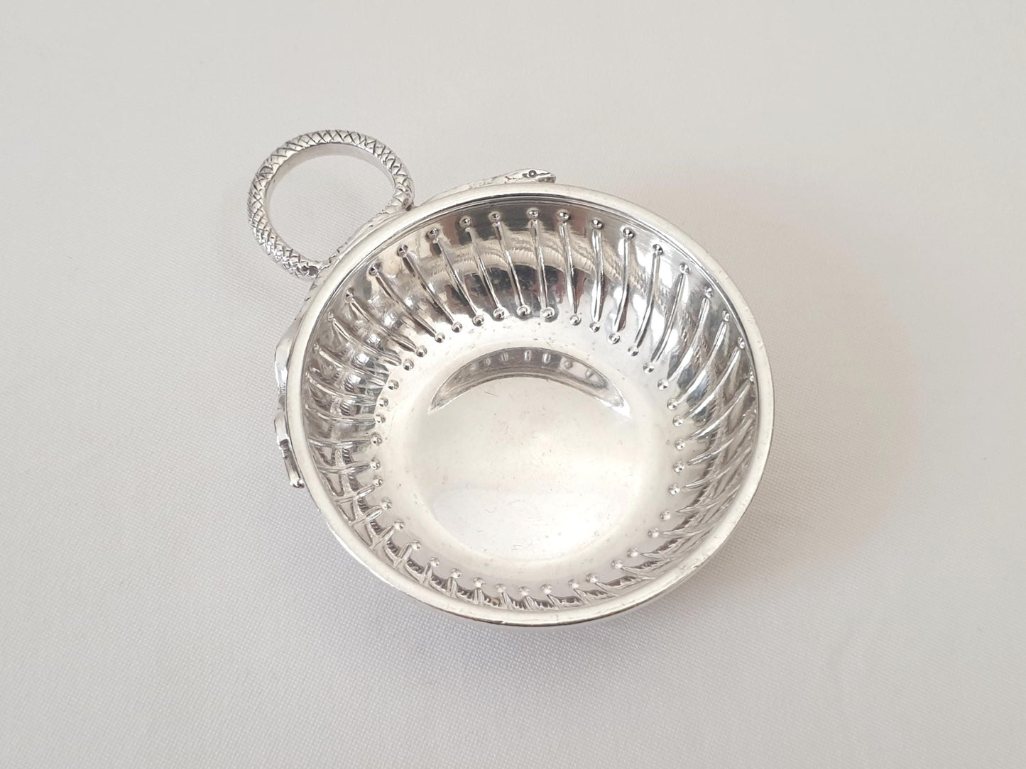Antique French 950 Silver Wine Taster (Tastevin) with Serpent Handle by Ravinet d'Enfert, Paris