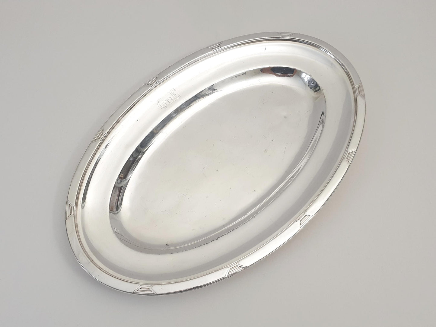 French Large Silver Plated Oval Fish Serving Dish - Large Serving Tray in Art Deco Style by Ercuis