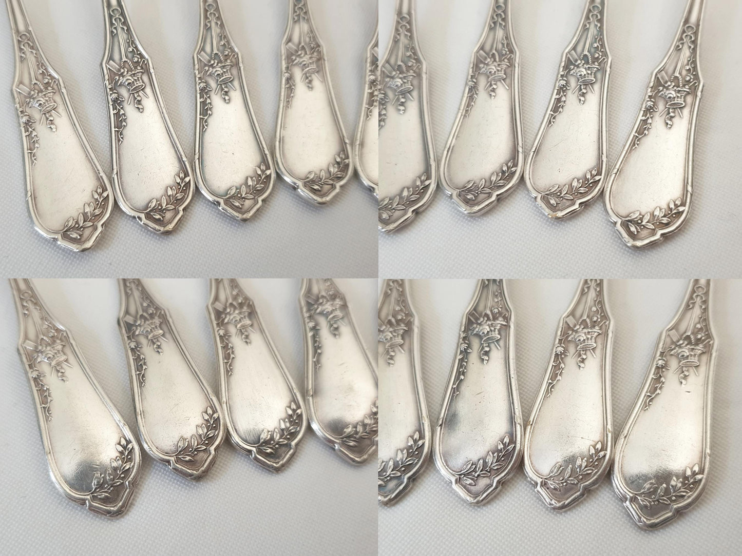 French 12 Silver Plated Coffee Spoons in Louis XVI Style - 12 French Teaspoons by Ravinet & Cie