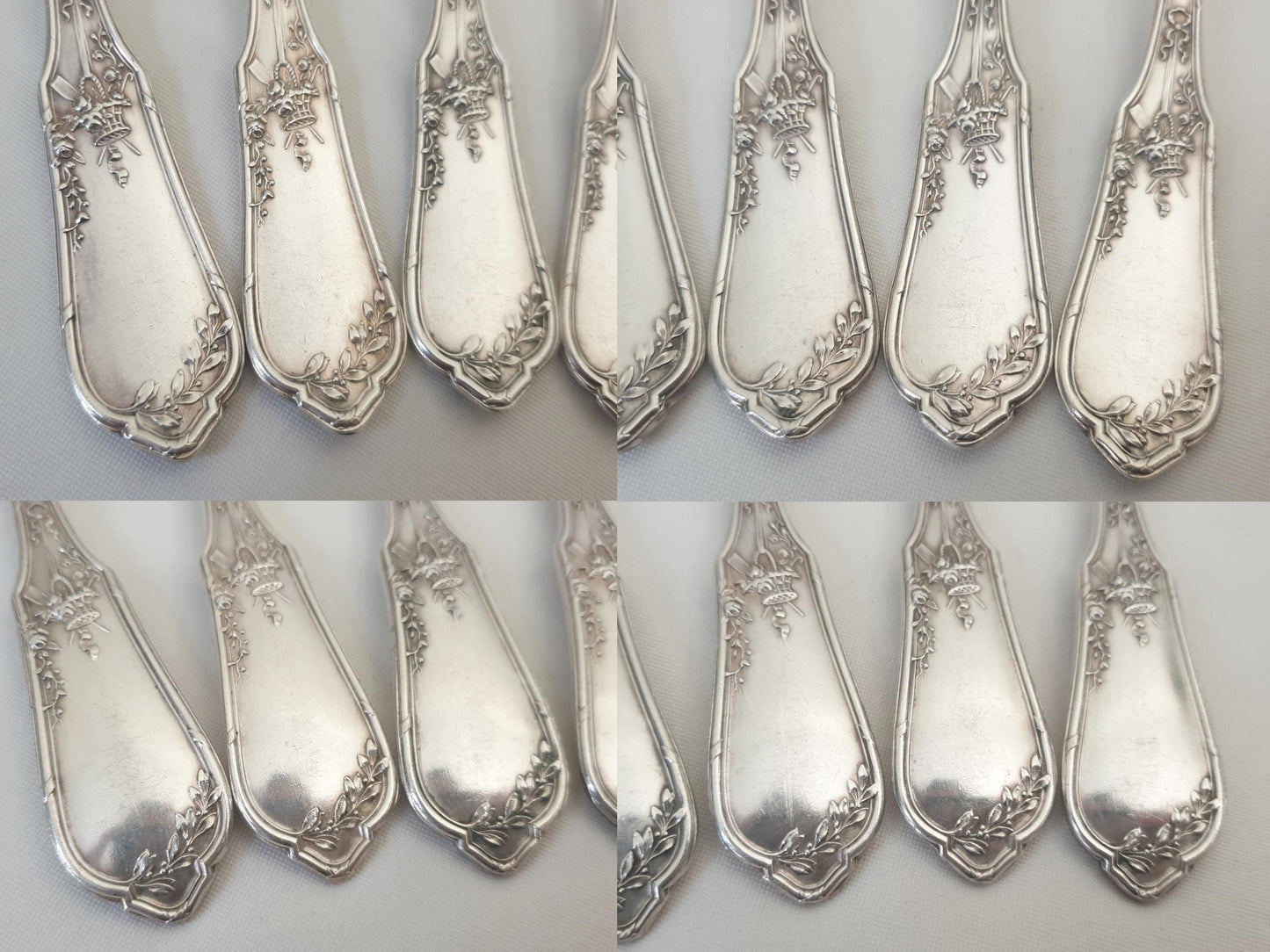 French 12 Silver Plated Table Spoons in Louis XVI Style - 12 French Soup Spoons by Ravinet & Cie
