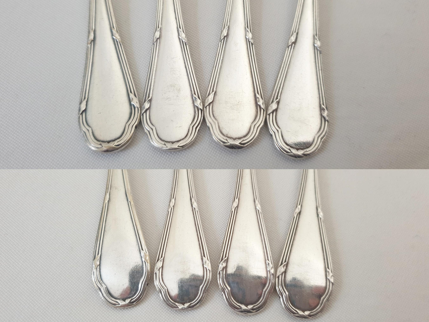 Ercuis 9 Silver Plated Coffee Spoons 'Trianon' Model - 9 French Ercuis Teaspoons