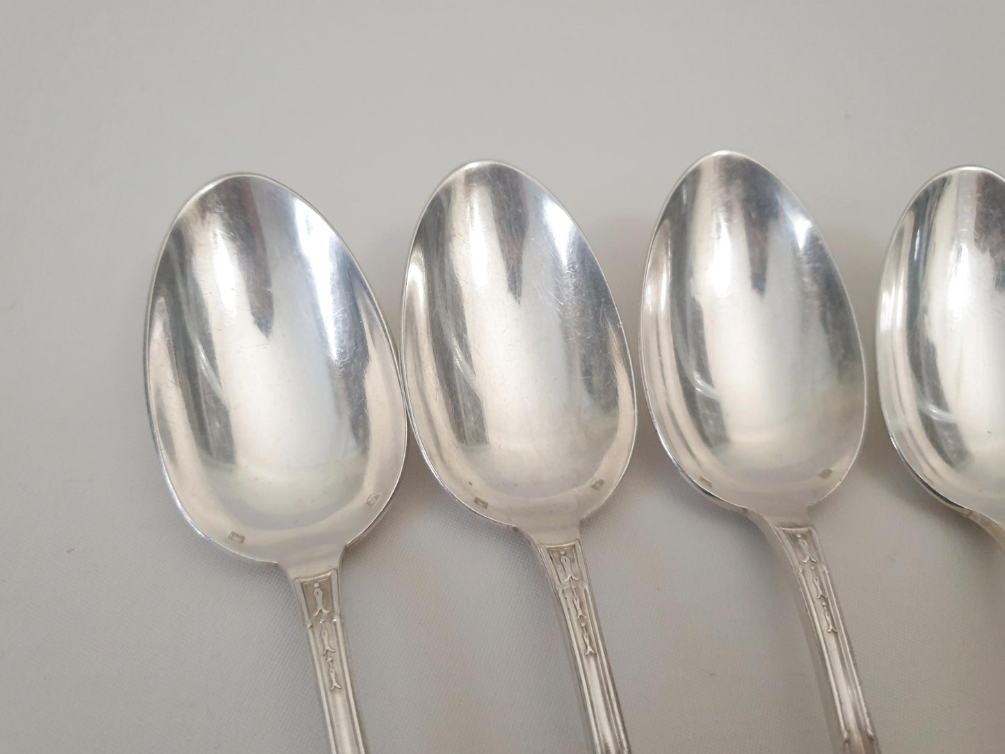 French 12 Silver Plated Table Spoons in Louis XVI Style - 12 French Soup Spoons by Ravinet & Cie