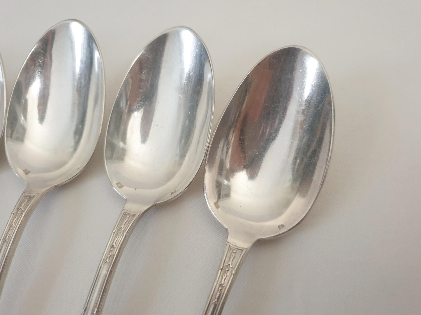 French 12 Silver Plated Table Spoons in Louis XVI Style - 12 French Soup Spoons by Ravinet & Cie