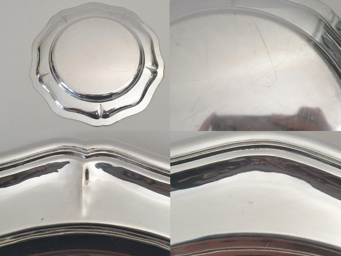 French Vintage Large Silver Plated Round Platter or Serving Tray