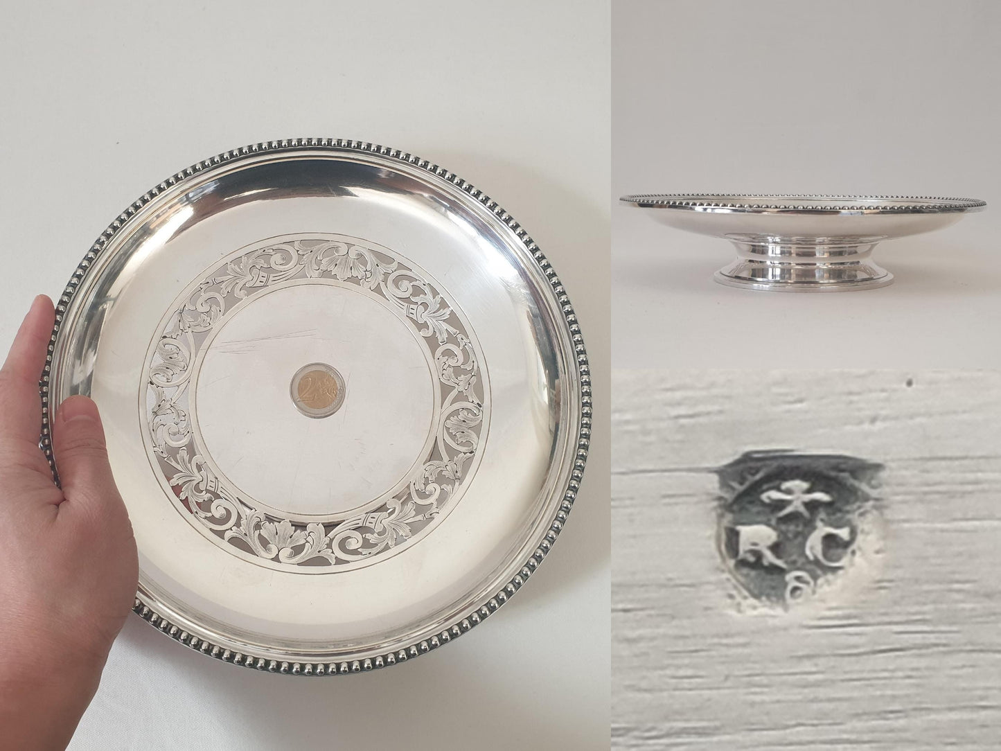 Antique French Silver Plated Pedestal Pierced Serving Bowl or Fruit Bowl by Ravinet & Cie