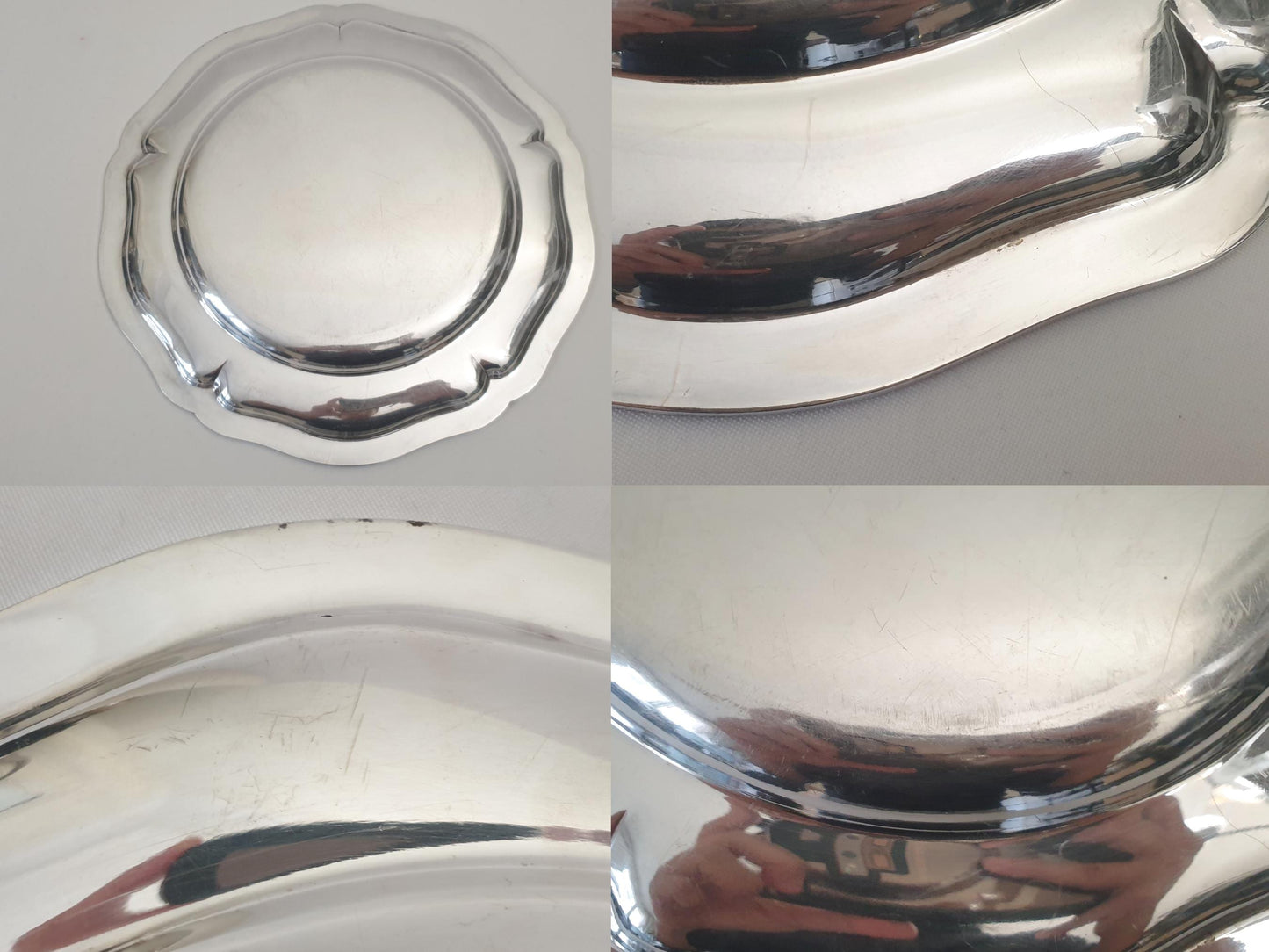 French Vintage Large Silver Plated Round Platter or Serving Tray