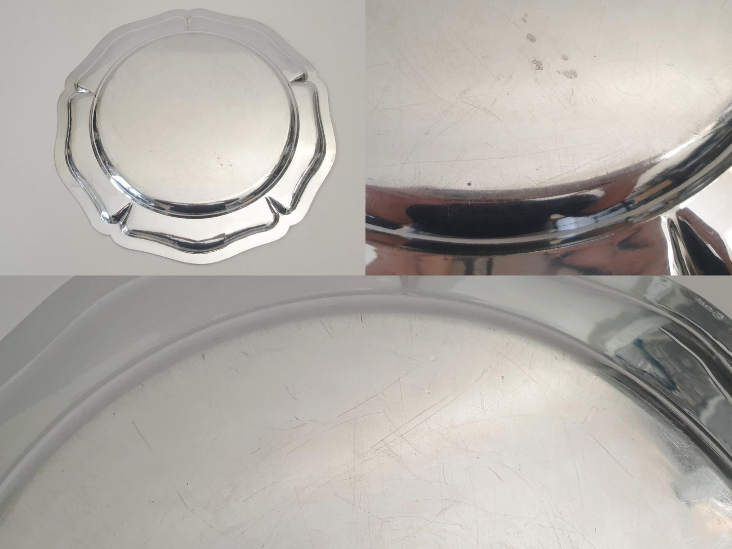 French Vintage Very Large Silver Plated Round Platter or Serving Tray