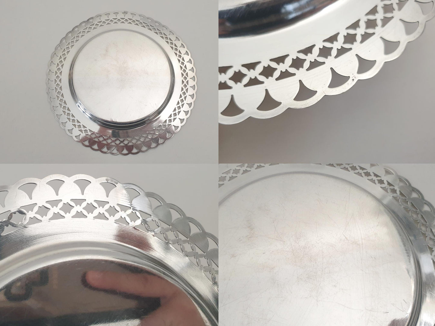 French Silver Plated Small Round Dish - Small Trinket Dish - Mini Decorative Tray