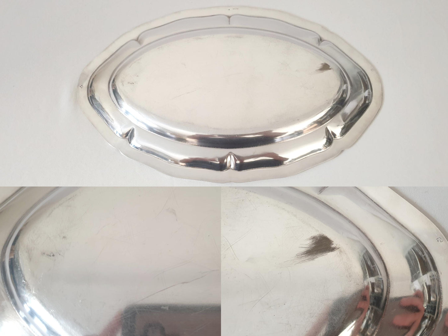 French Vintage Silver Plated Medium Oval Serving Tray