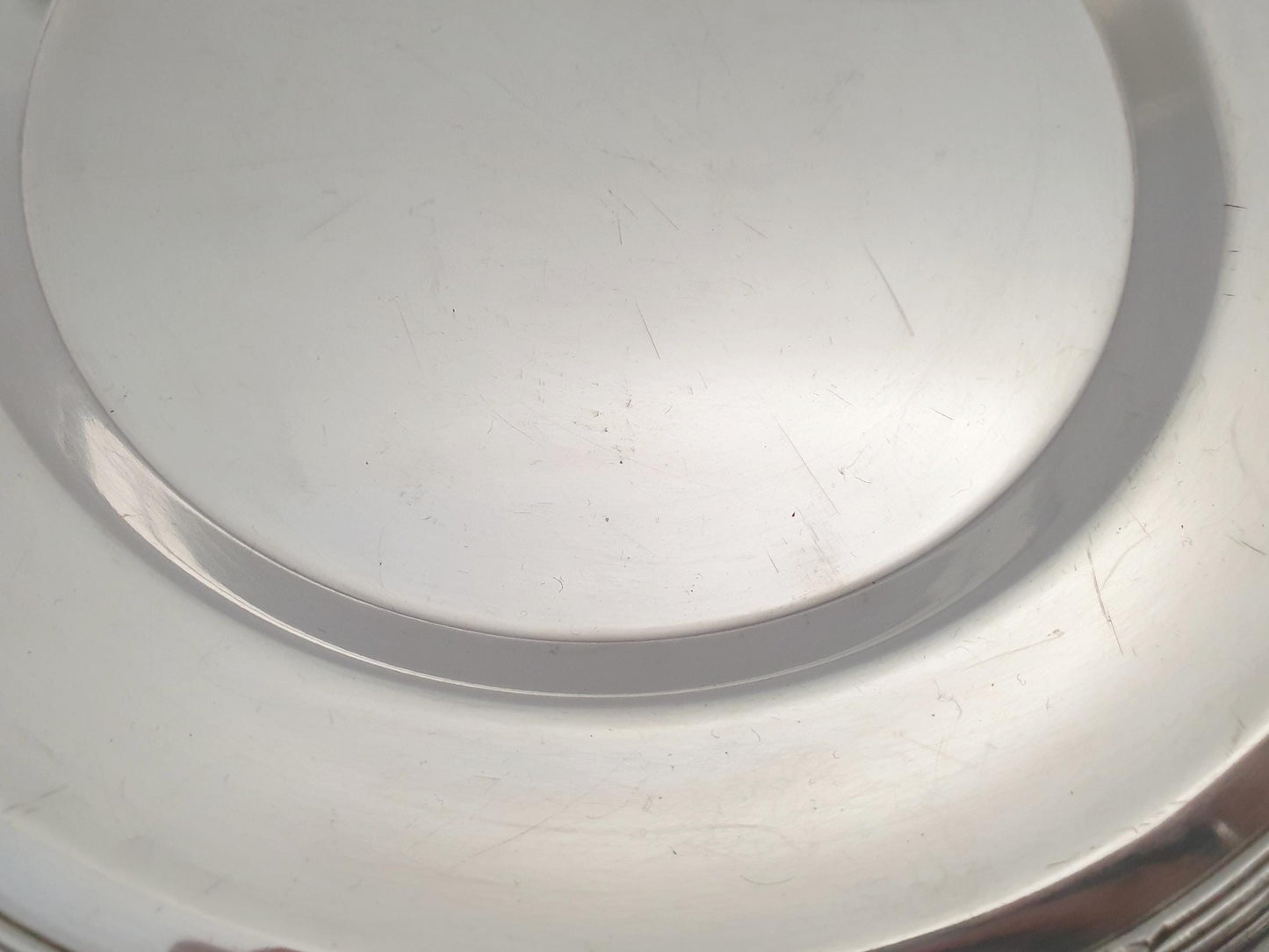 Antique French Silver Plated Pedestal Serving Plate or Fruit Bowl with Ribbon Rim by Roux - Marquiand, Lyon