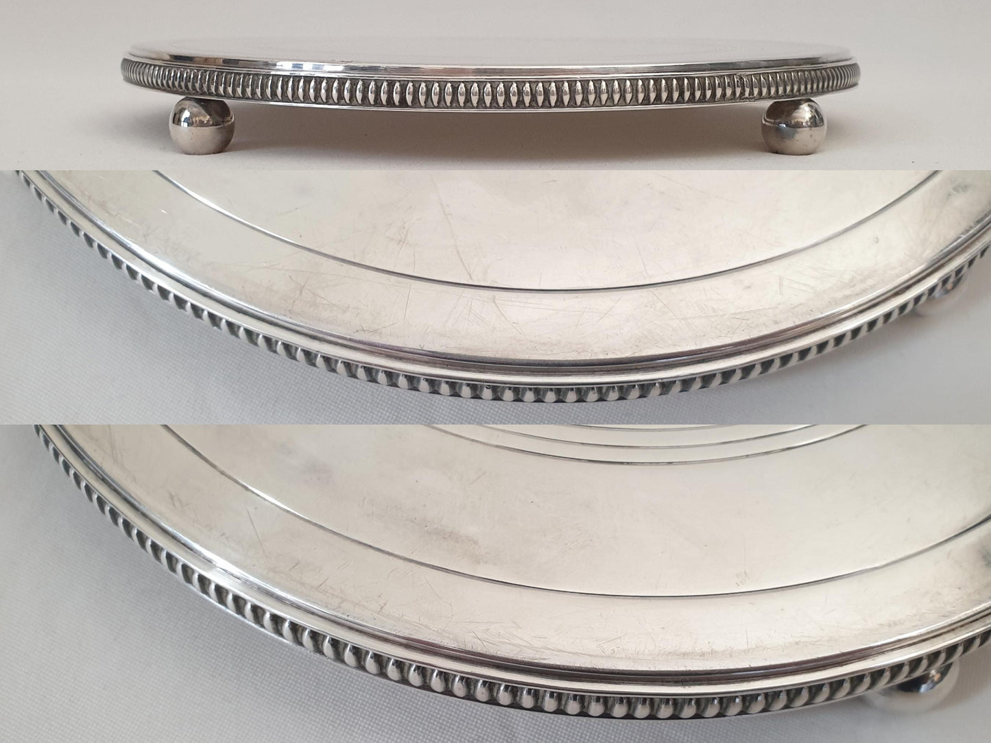 French Silver Plated Cake Display Stand - Round Pedestal Cake Stand - Footed Serving Stand
