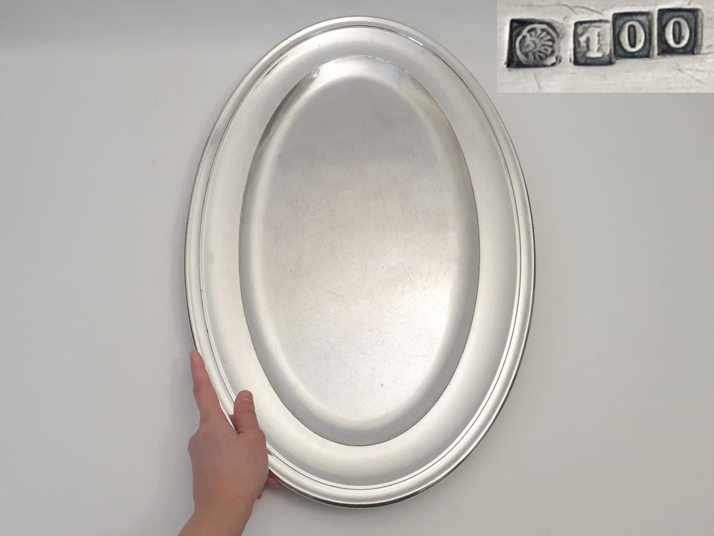 French Vintage Very Large Silver Plated Oval Serving Tray - Very Large Serving Tray
