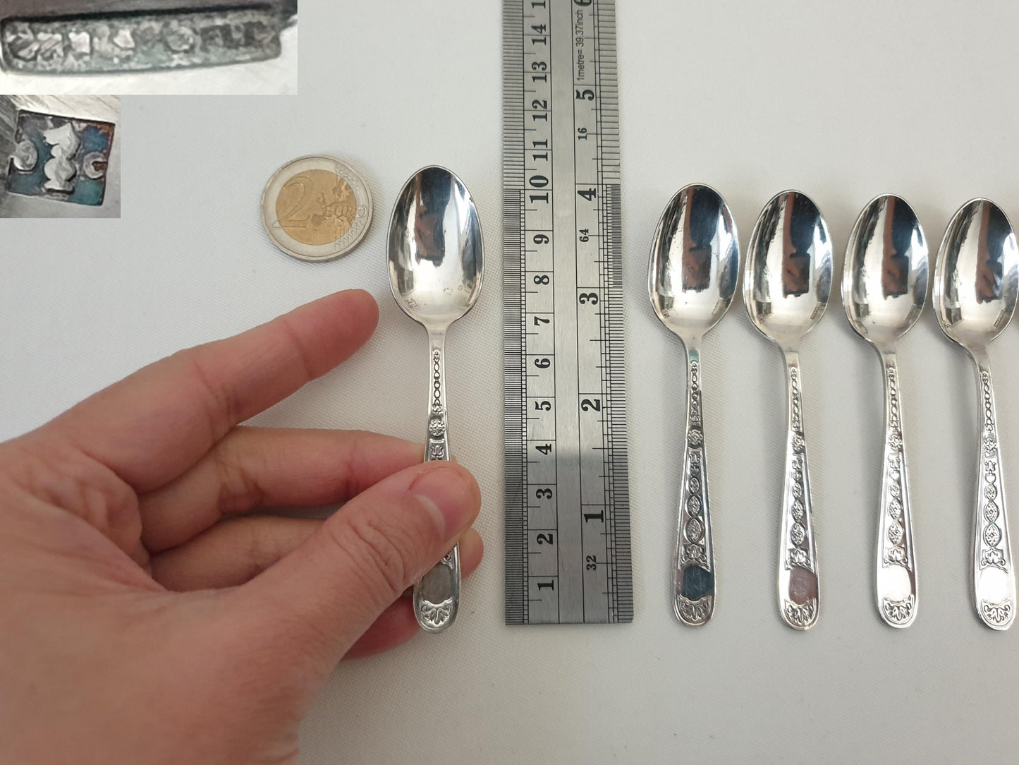 Christofle 6 Silver Plated Small Moka Spoons 'Villeroy' Model - 6 Demitasse Spoons
