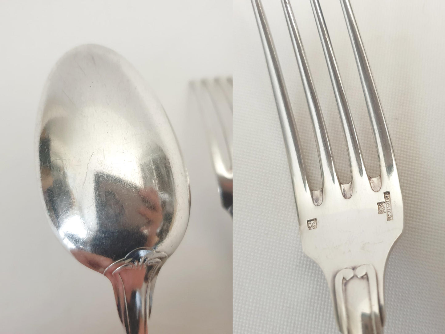 Christofle Silver Plated Baptism Cutlery 'Vendôme' Model - French Christofle Silver Plated Baby Spoon & Fork Set