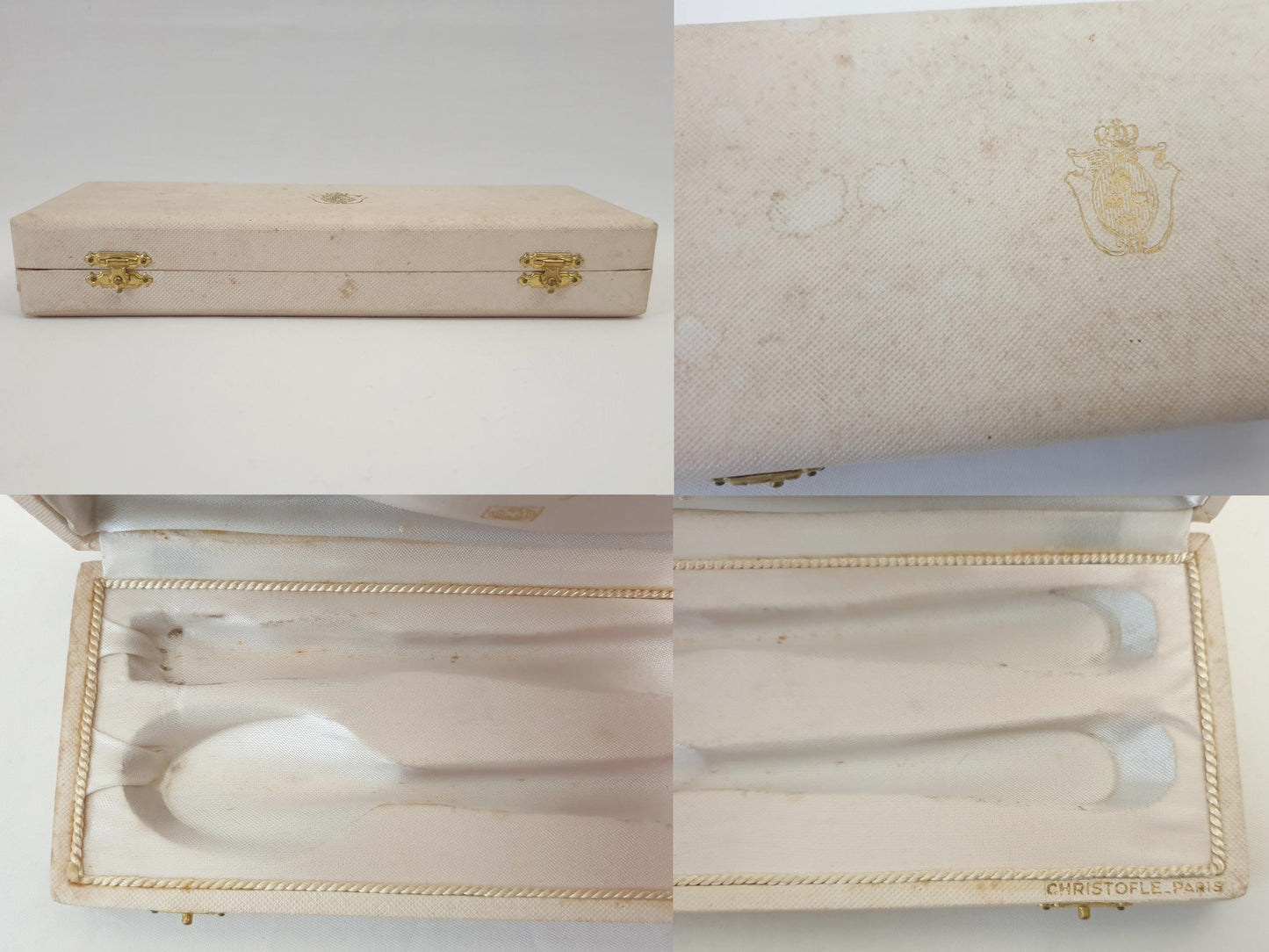 Christofle Silver Plated Baptism Cutlery 'Vendôme' Model - French Christofle Silver Plated Baby Spoon & Fork Set