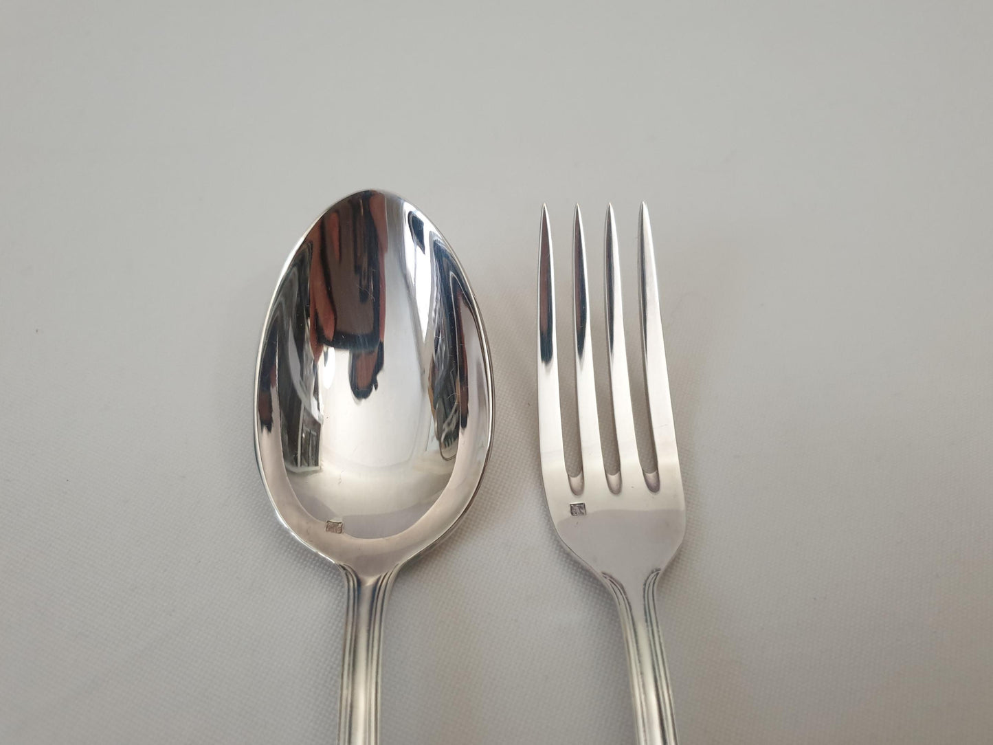 French Silver Plated Baptism Cutlery - Vintage Silver Plated Baby Spoon & Fork Set