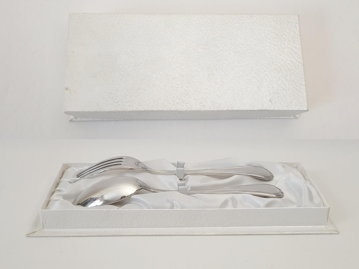 French Silver Plated Baptism Cutlery - Vintage Silver Plated Baby Spoon & Fork Set