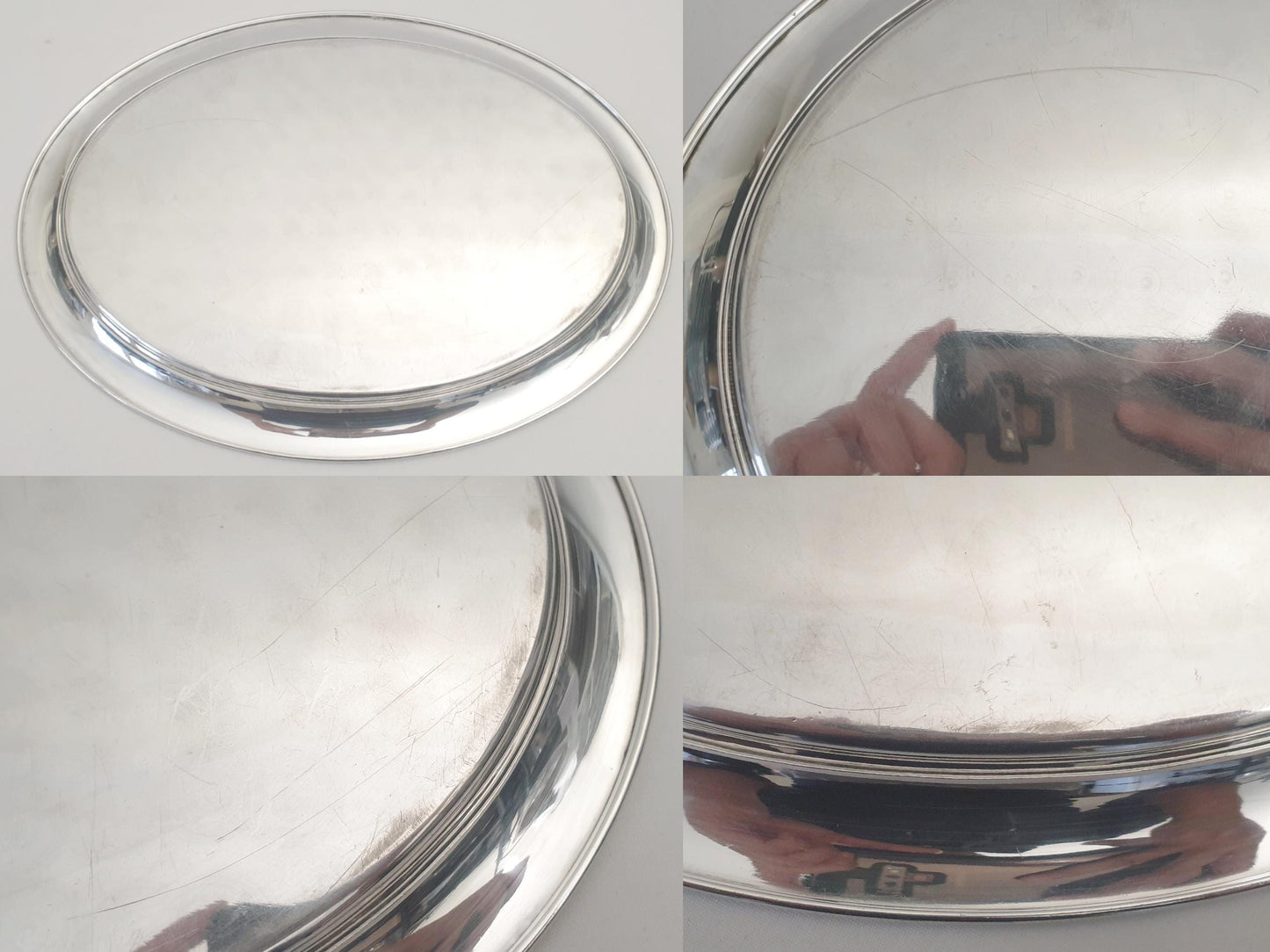 French Vintage Art Deco Large Silver Plated Oval Serving Tray
