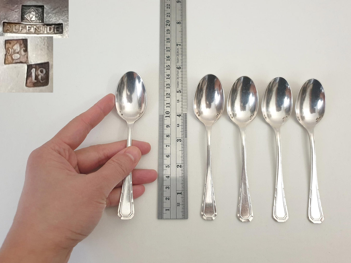 Christofle Alfenide 5 Silver Plated Coffee Spoons Art Deco Model - 5 French Christofle Teaspoons