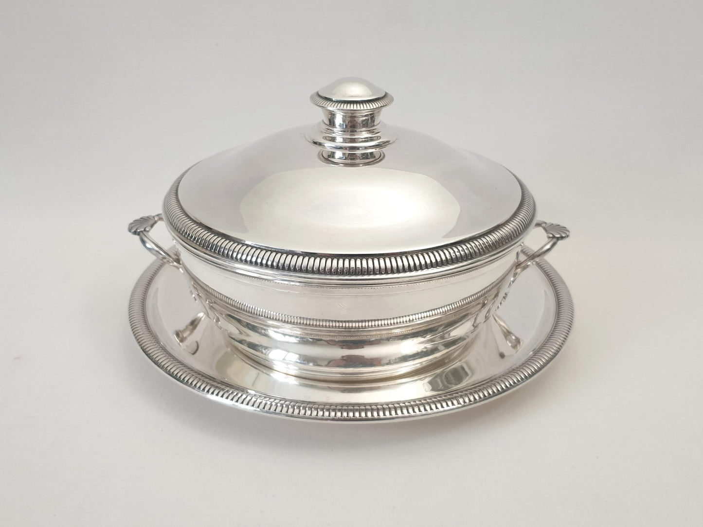 French Medium Silver Plated Oven Safe Covered Vegetable Dish or Casserole Dish with Matching Serving Plate