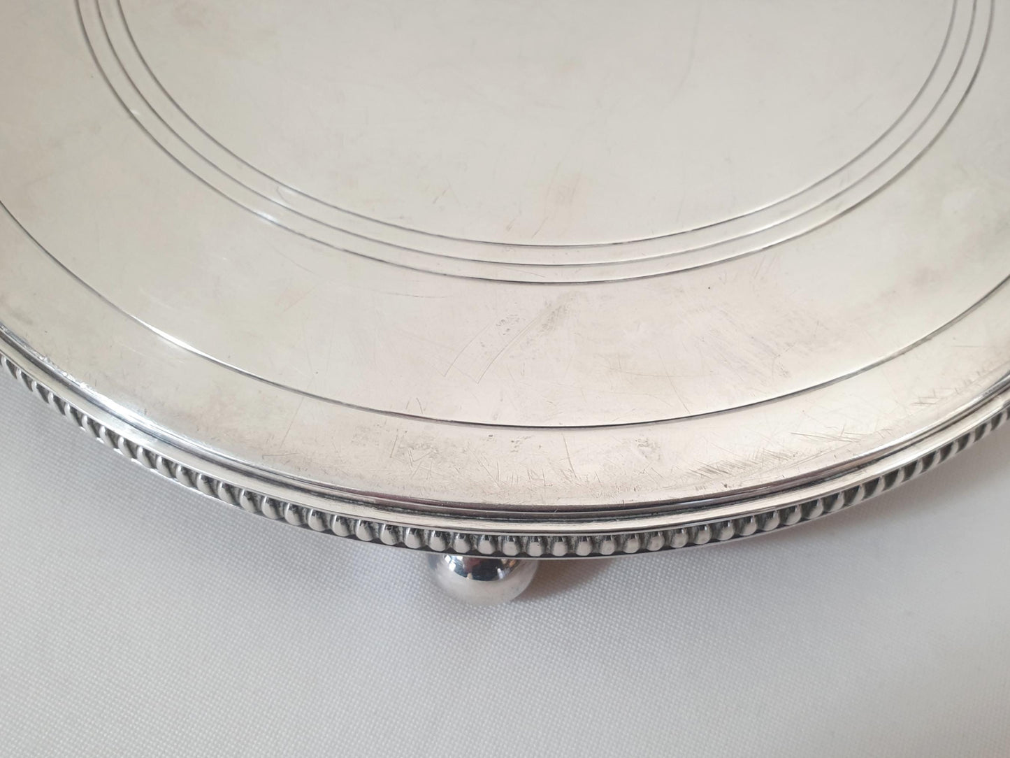 French Silver Plated Cake Display Stand - Round Pedestal Cake Stand - Footed Serving Stand