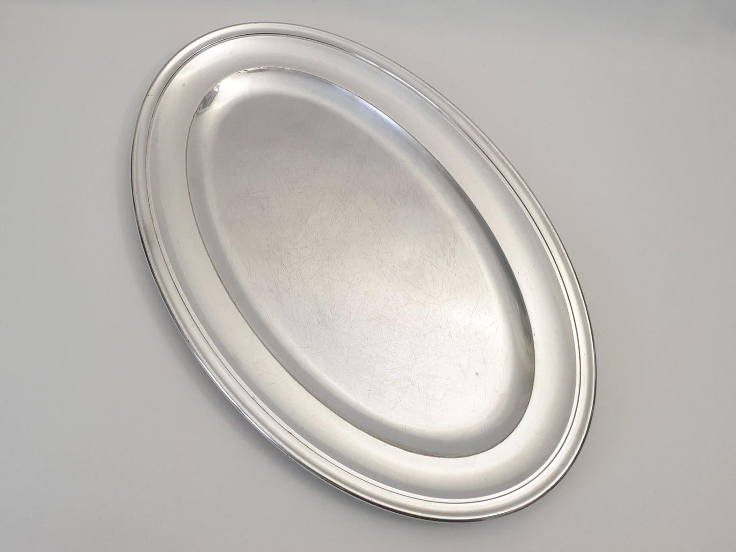 French Vintage Very Large Silver Plated Oval Serving Tray - Very Large Serving Tray