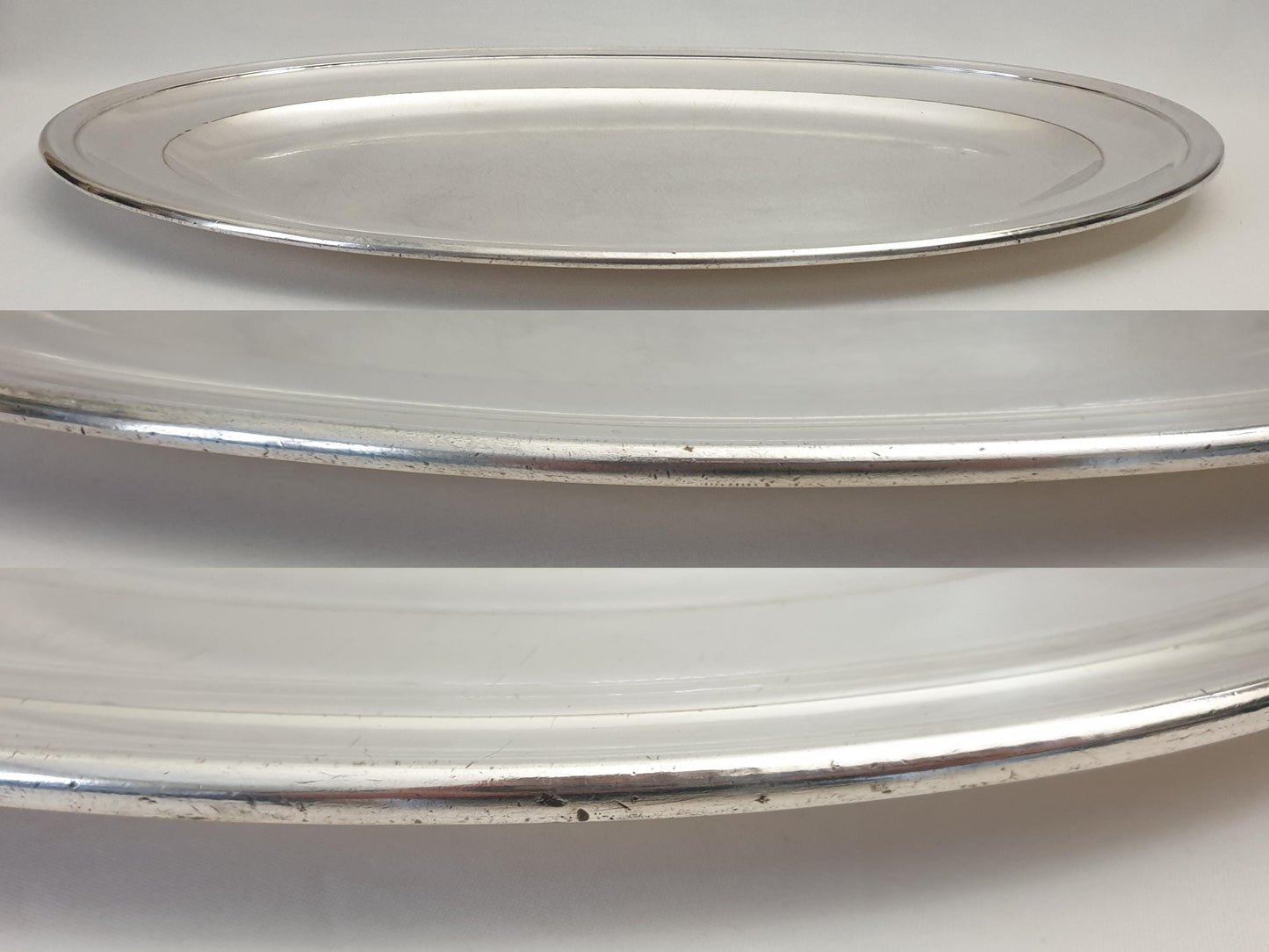 French Vintage Very Large Silver Plated Oval Serving Tray - Very Large Serving Tray