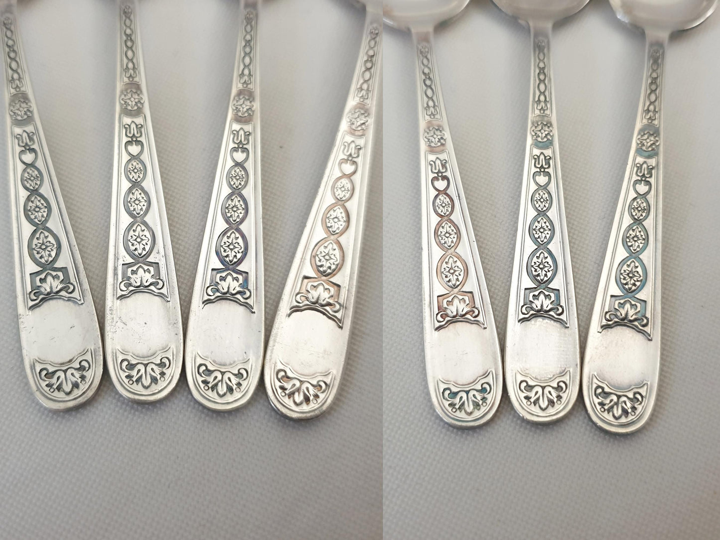 Christofle 7 Silver Plated Small Moka Spoons 'Villeroy' Model - 7 Demitasse Spoons