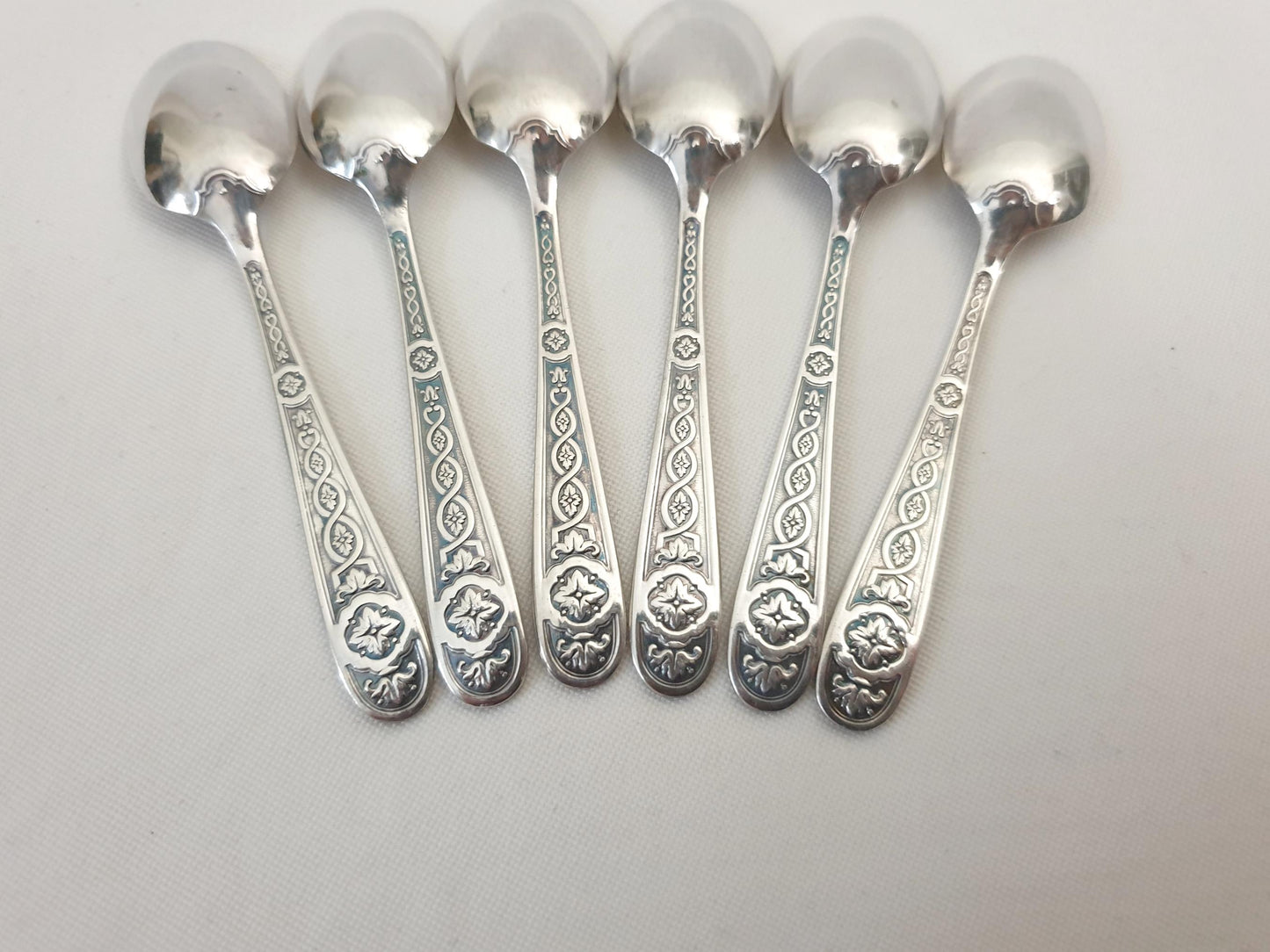 Christofle 6 Silver Plated Small Moka Spoons 'Villeroy' Model - 6 Demitasse Spoons