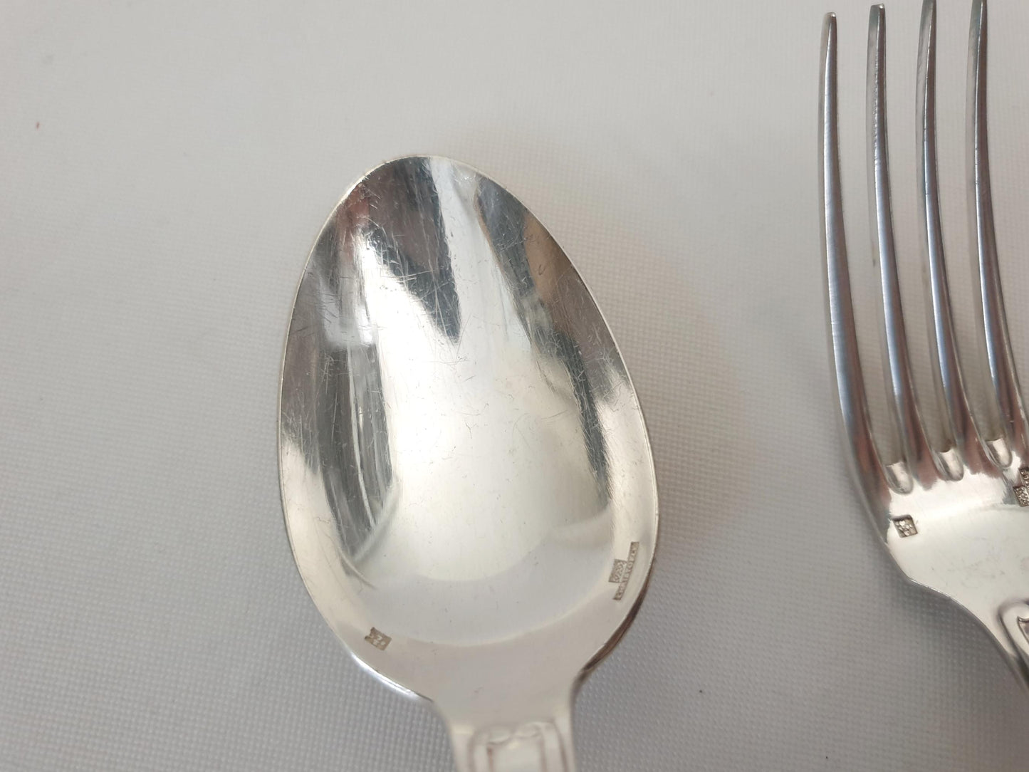 Christofle Silver Plated Baptism Cutlery 'Vendôme' Model - French Christofle Silver Plated Baby Spoon & Fork Set