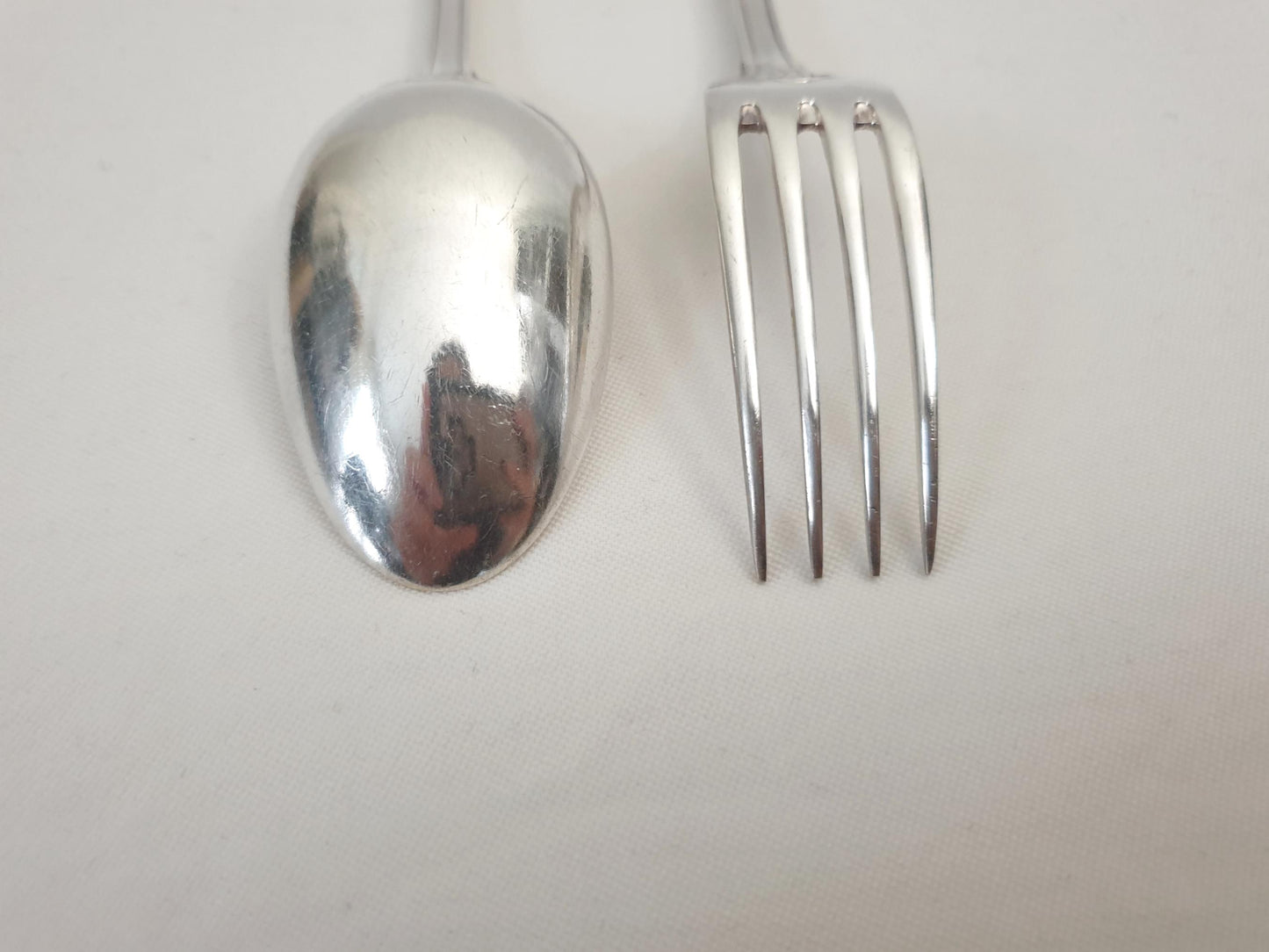 Christofle Silver Plated Baptism Cutlery 'Vendôme' Model - French Christofle Silver Plated Baby Spoon & Fork Set