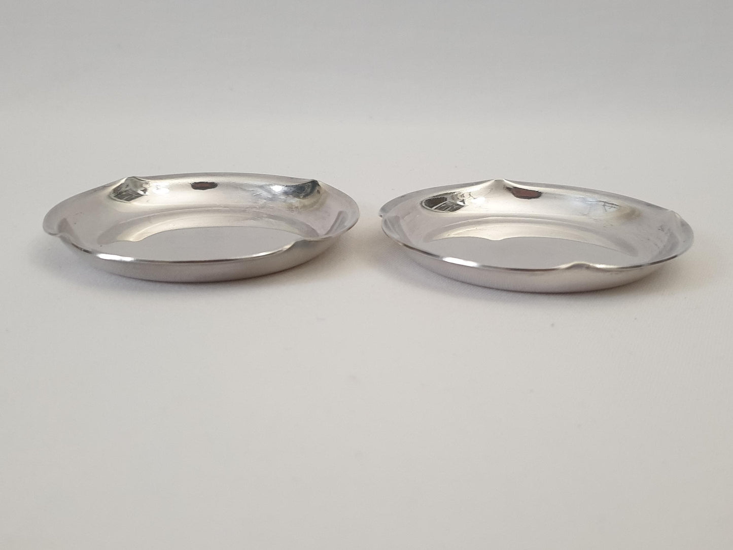 Pair of French Ercuis Small Silver Plated Coasters - 2 Silver Plated Small Nut Dishes