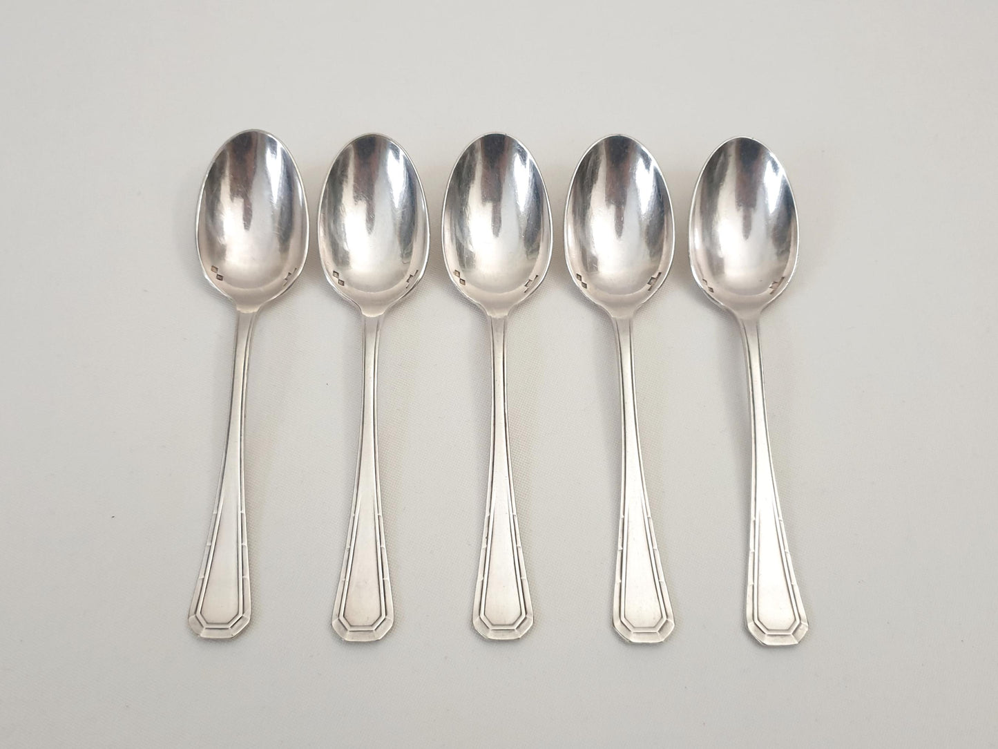 Christofle Alfenide 5 Silver Plated Coffee Spoons Art Deco Model - 5 French Christofle Teaspoons