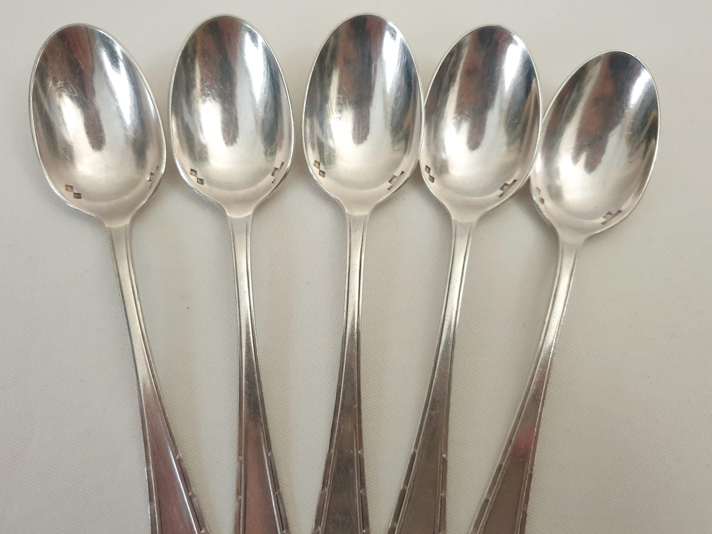 Christofle Alfenide 5 Silver Plated Coffee Spoons Art Deco Model - 5 French Christofle Teaspoons