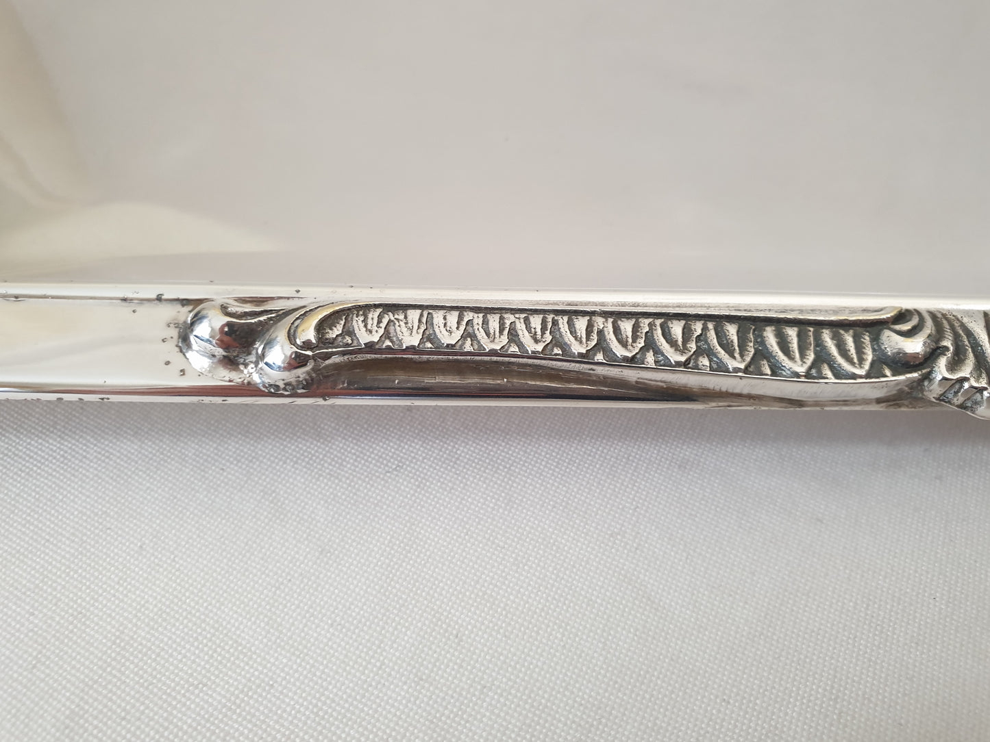 French Vintage Large Silver Plated Rectangular Serving Tray with Handles in Louis XVI Revival Style