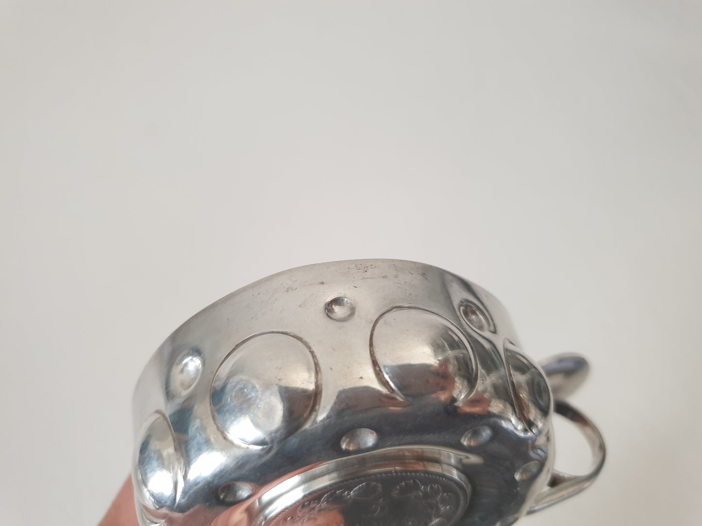 Antique French 800 Silver Wine Taster (Tastevin) with Rare 5 Francs LOUIS PHILIPPE Ier 1834 Silver Coin