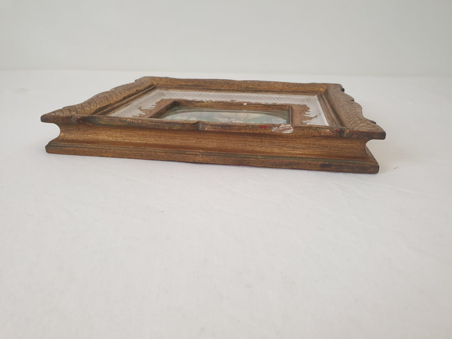 Vintage Hand Painted Miniature “Mademoiselle de Camargo” After Nicolas Lancret in Gilded Wood Frame