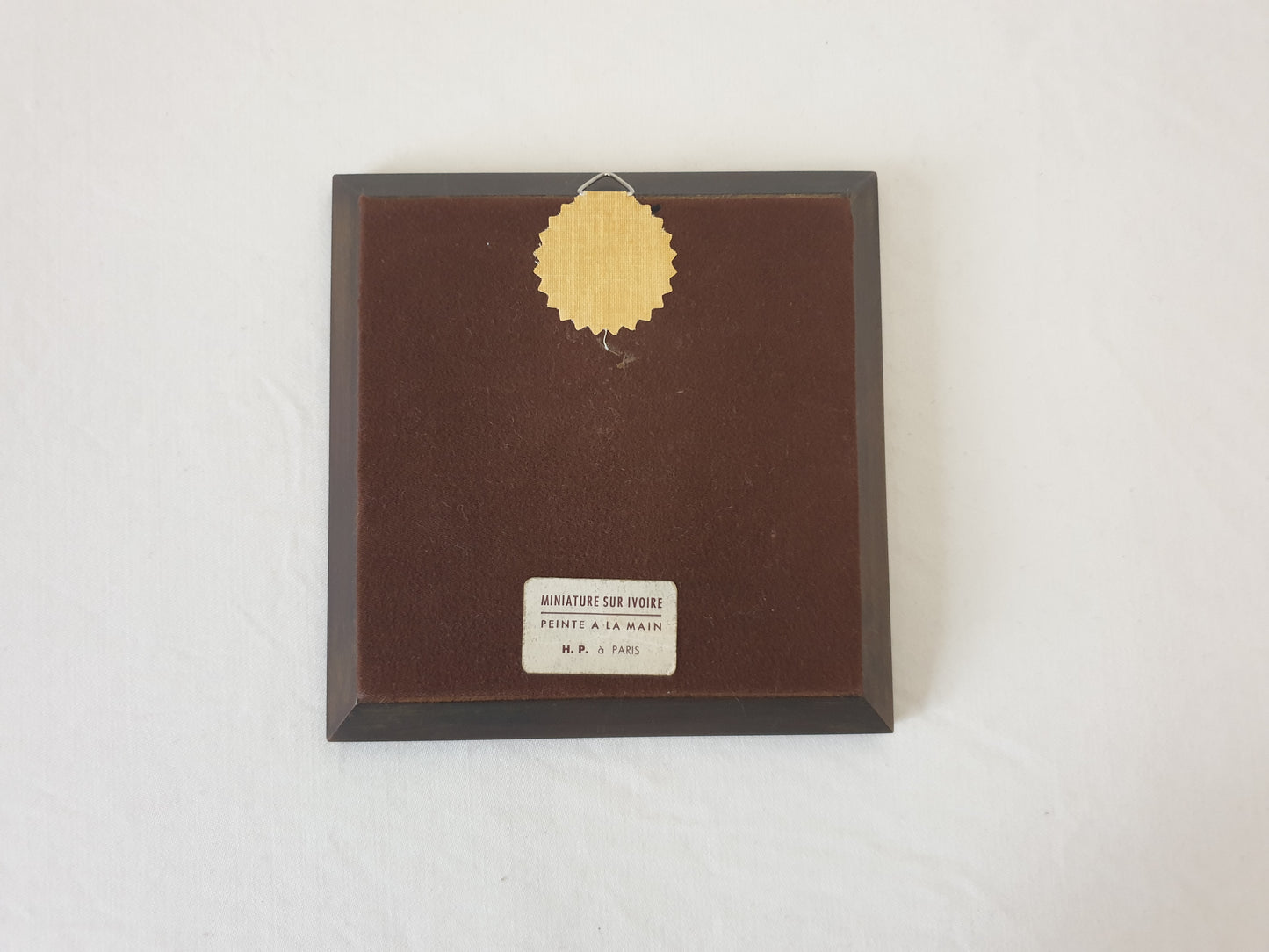 French Vintage Hand Painted Miniature of a Maid in Kitchen