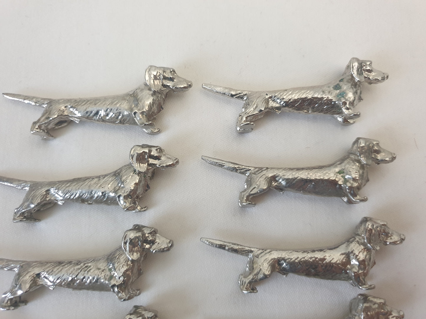 Set of 12 Vintage Silver Plated Dachshund (Teckel) Knife Rests in Blue Box